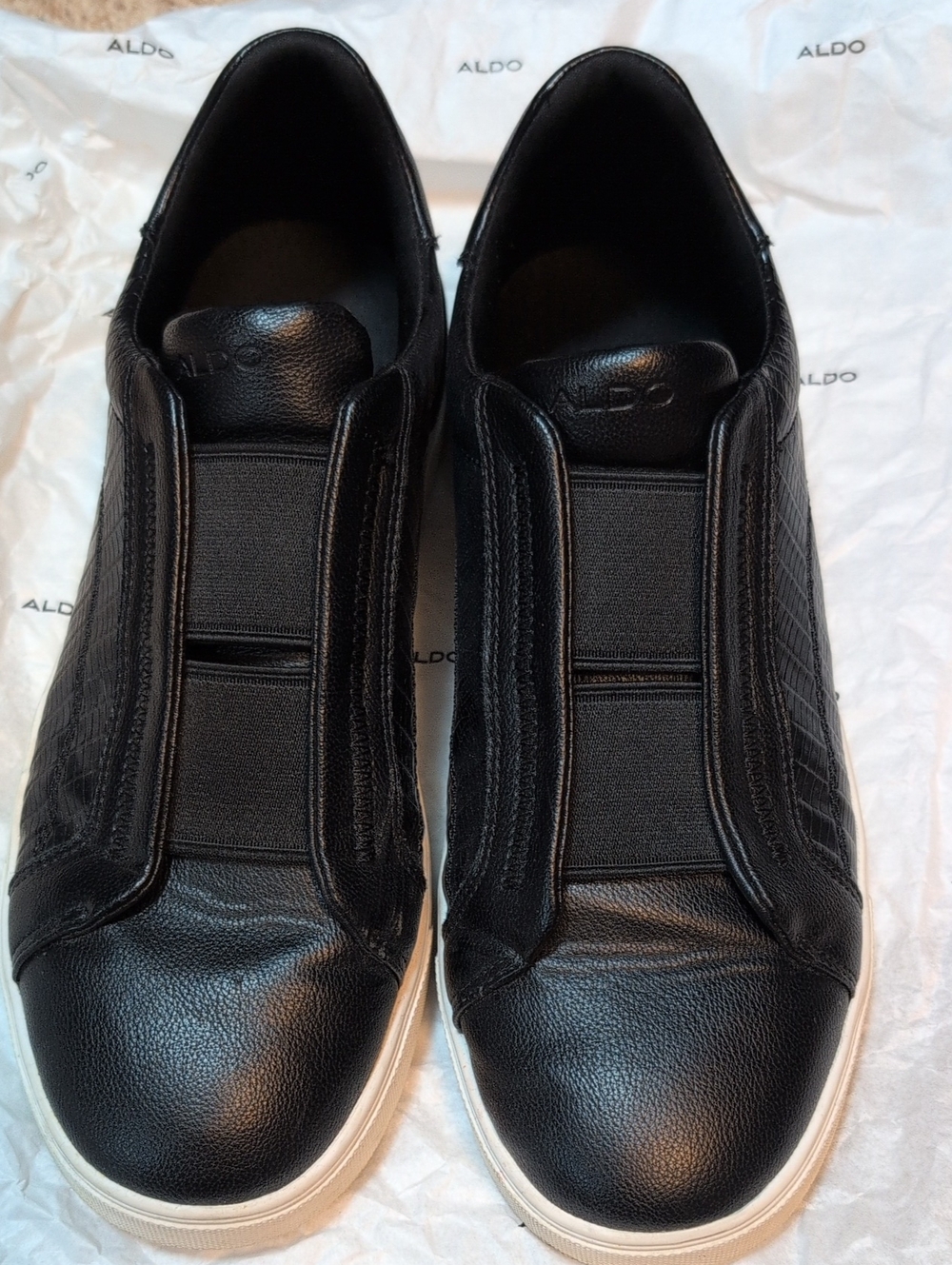 Men's Aldo Black Slip-On Leather Sneakers with Croc Print - Sz 7.5